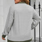 Plus Size Striped Half Snap Long Sleeve Blouse - GiFTiFY