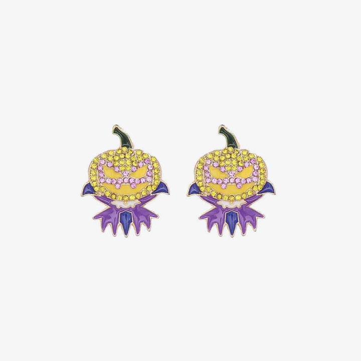 Demon Pumpkin Rhinestone Alloy Earrings - GiFTiFY