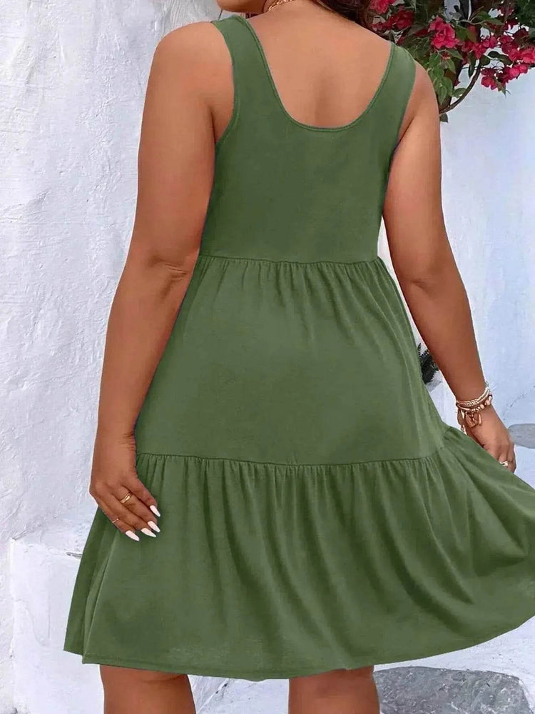 Plus Size Tiered Scoop Neck Tank Dress - GiFTiFY