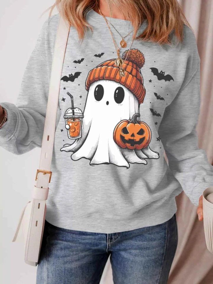 Halloween Ghost Round Neck Sweatshirt - GiFTiFY