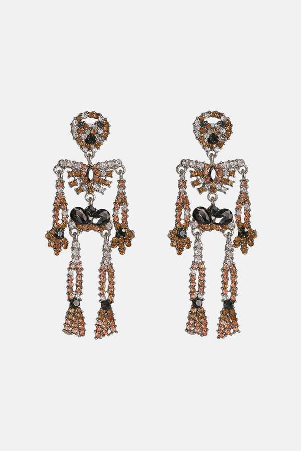 Skeleton Shape Glass Stone Dangle Earrings - GiFTiFY