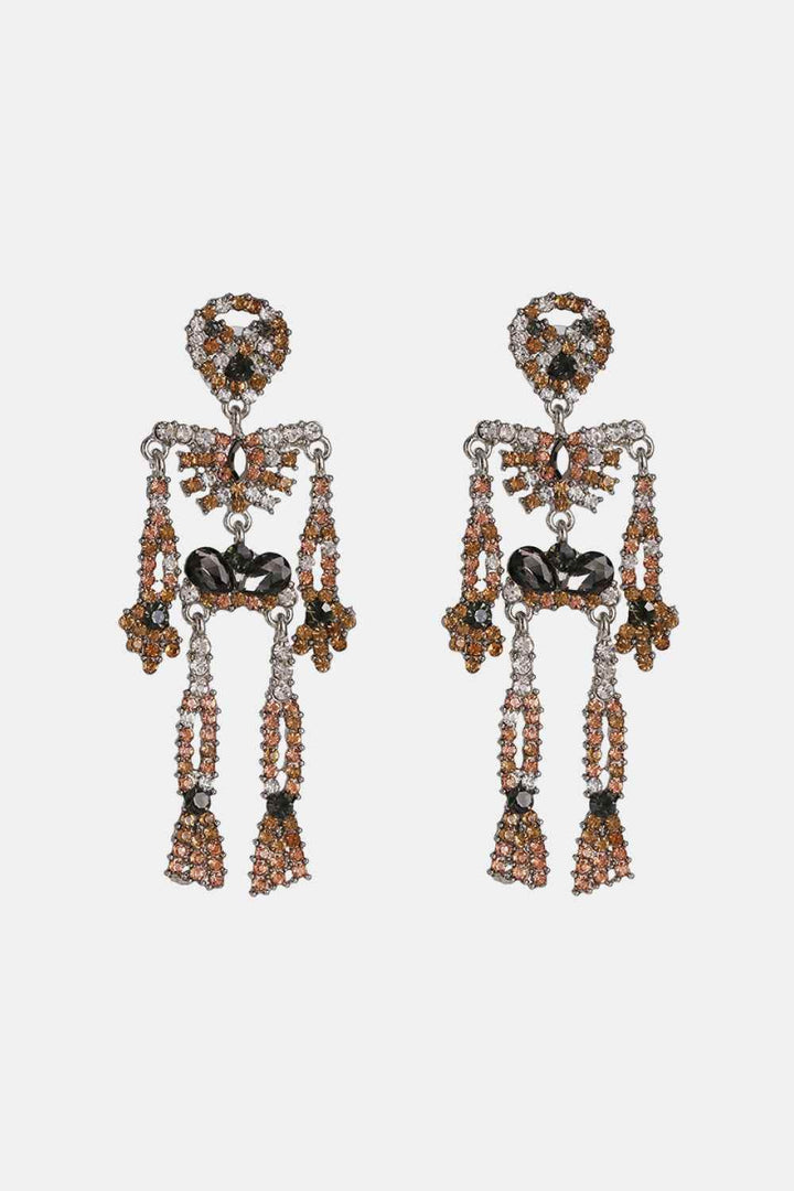 Skeleton Shape Glass Stone Dangle Earrings - GiFTiFY