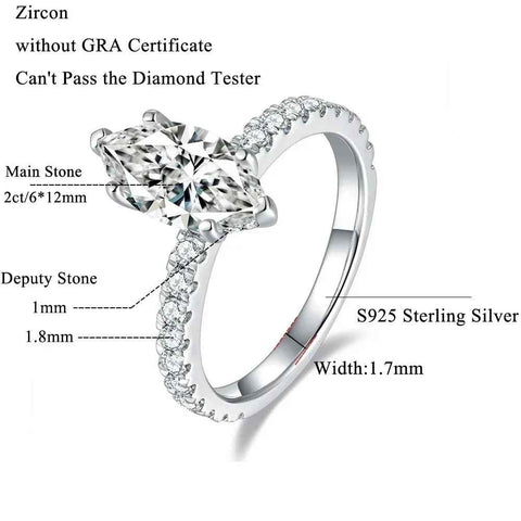 FEOBUR 2CT Marquise Moissanite Ring