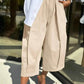 Plus Size Wide Leg Pleated Detail Cropped Pants - GiFTiFY