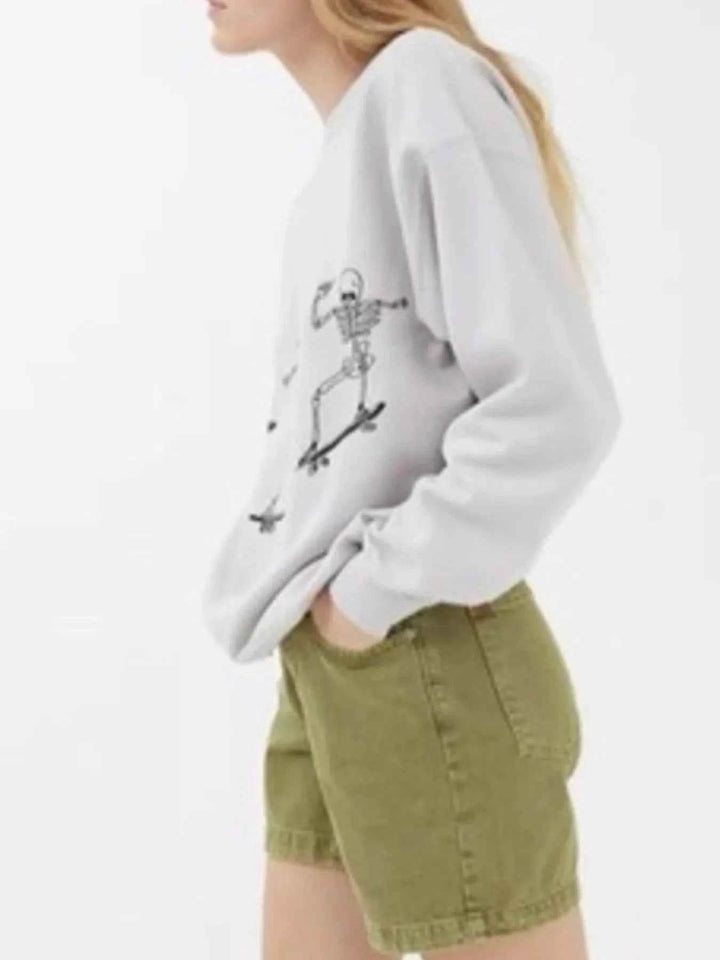 Skeleton Graphic Oversized Sweatshirt - GiFTiFY