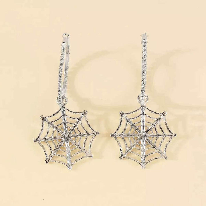 Halloween Spider Web Dangle Hoop Earrings - GiFTiFY
