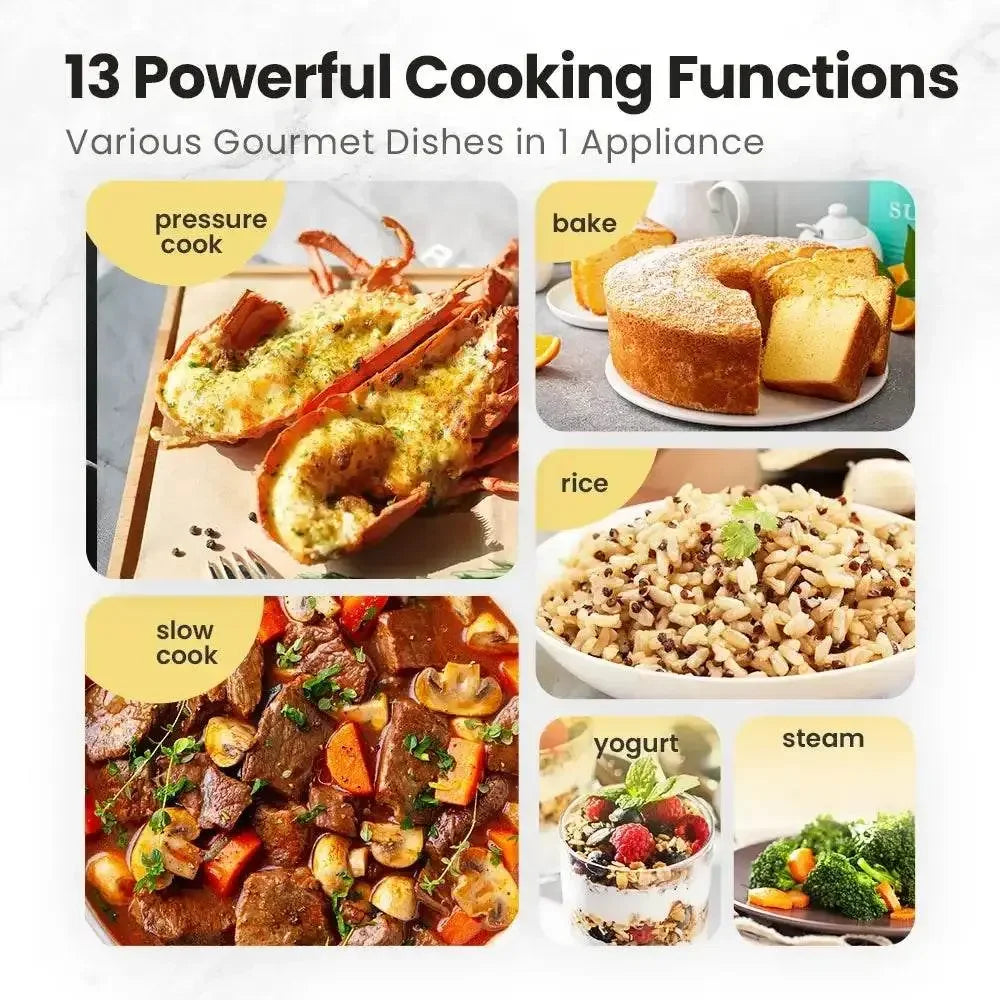 COMFEE’ 6 Quart 9-in-1 Electric Pressure Cooker 13 Presets Instant Multi Cooker Olla de Presion Slow Rice Cooker Non-Stick Pot - GiFTiFY