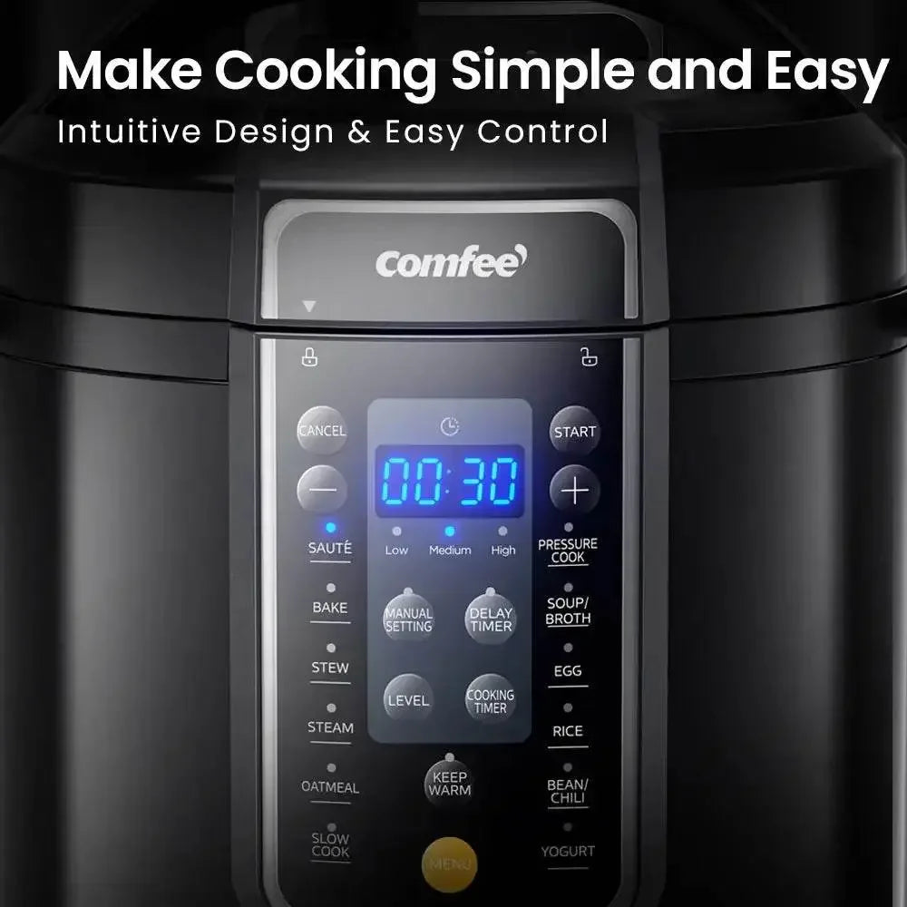 COMFEE’ 6 Quart 9-in-1 Electric Pressure Cooker 13 Presets Instant Multi Cooker Olla de Presion Slow Rice Cooker Non-Stick Pot Electric Pressure Cooker by Dropshee