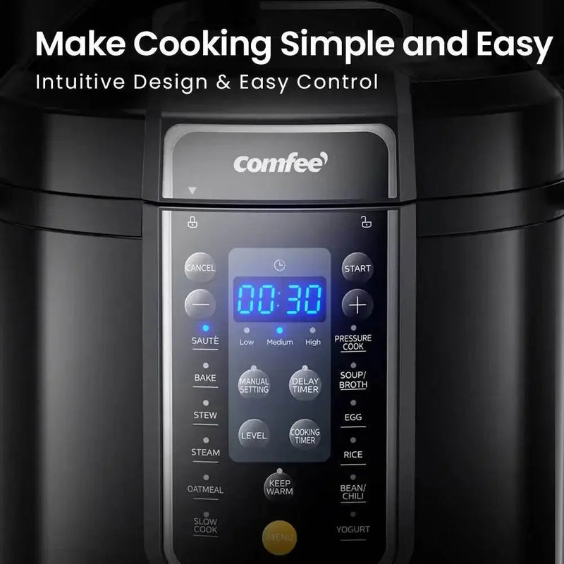 COMFEE’ 6 Quart 9-in-1 Electric Pressure Cooker 13 Presets Instant Multi Cooker Olla de Presion Slow Rice Cooker Non-Stick Pot Electric Pressure Cooker by Dropshee