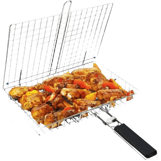 Folding Stainless Steel BBQ Grill Basket - GiFTiFY