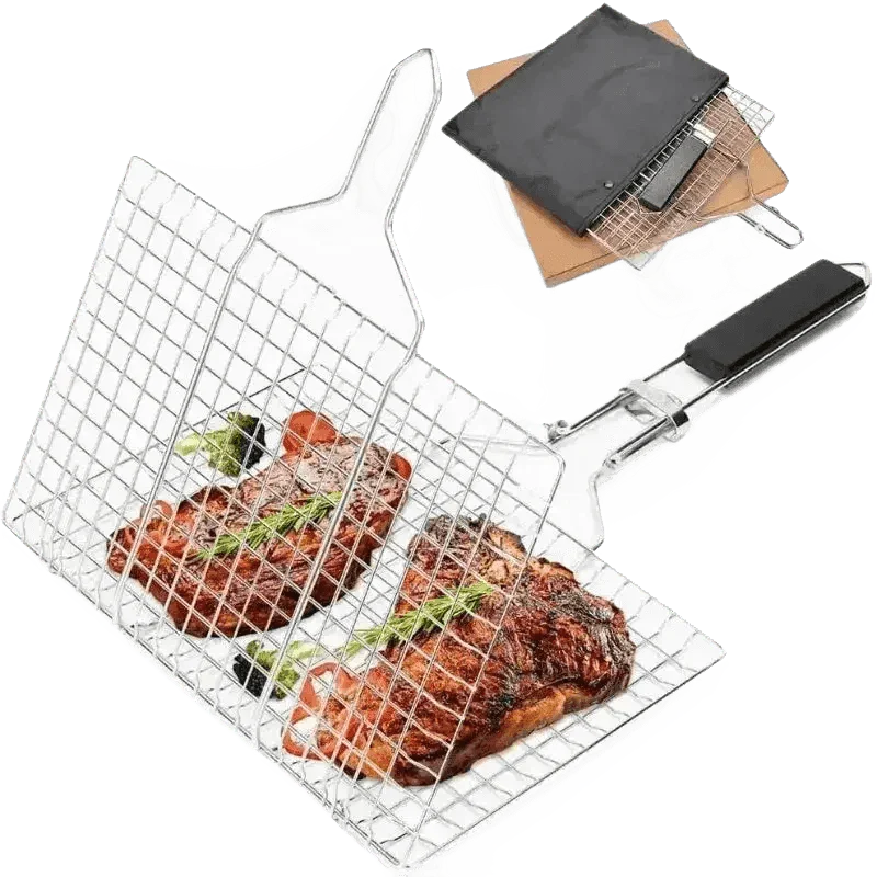 Folding Stainless Steel BBQ Grill Basket - GiFTiFY