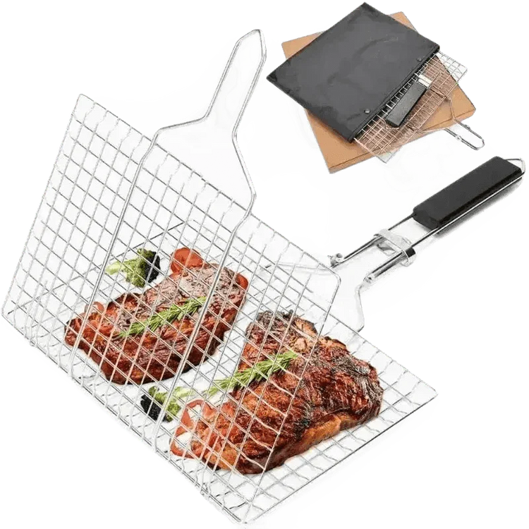 Folding Stainless Steel BBQ Grill Basket - GiFTiFY