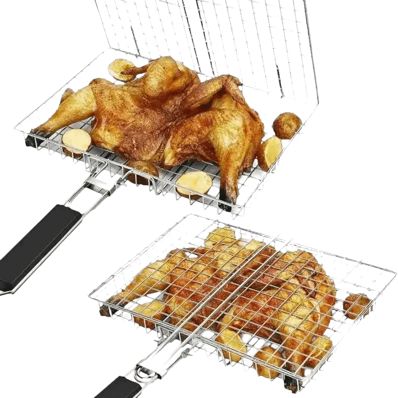 Folding Stainless Steel BBQ Grill Basket - GiFTiFY