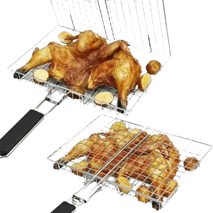 Folding Stainless Steel BBQ Grill Basket - GiFTiFY