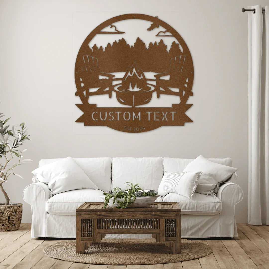 Lake Scene Metal Sign - Personalized Gifts - Custom Campfire and Camper Decor Sign - GiFTiFY