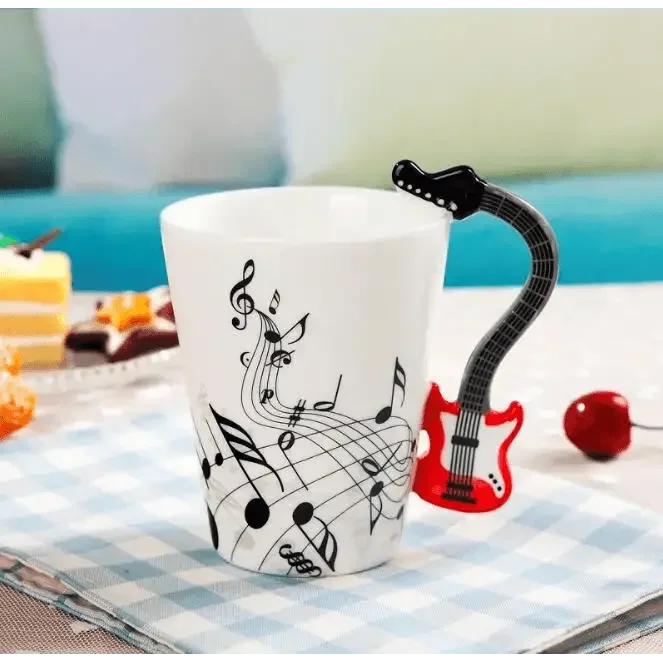 Creative Music Violin Style Guitar Ceramic Mug Coffee Tea Milk Stave Cups with Handle Coffee Mug Novelty Gifts Home Decor by Dropshee
