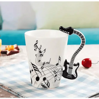 Creative Music Violin Style Guitar Ceramic Mug Coffee Tea Milk Stave Cups
