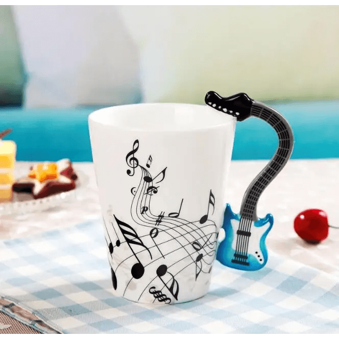 Creative Music Violin Style Guitar Ceramic Mug Coffee Tea Milk Stave Cups with Handle Coffee Mug Novelty Gifts - GiFTiFY