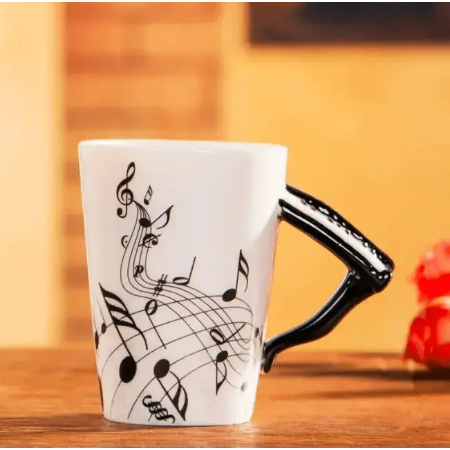 Creative Music Violin Style Guitar Ceramic Mug Coffee Tea Milk Stave Cups with Handle Coffee Mug Novelty Gifts Home Decor by Dropshee