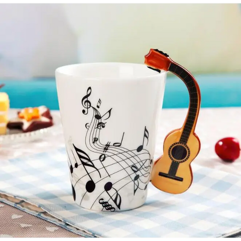 Creative Music Violin Style Guitar Ceramic Mug Coffee Tea Milk Stave Cups with Handle Coffee Mug Novelty GiftsCeramic Mug,Coffee Tea Milk Stave,Creative Music Violin Style Guitar,Cups with Handle. Coffee Mug Novelty Gifts