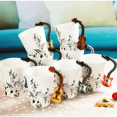 Creative Music Violin Style Guitar Ceramic Mug Coffee Tea Milk Stave Cups with Handle Coffee Mug Novelty Gifts - GiFTiFY