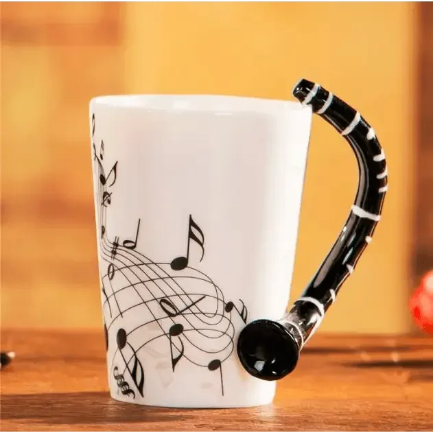 Creative Music Violin Style Guitar Ceramic Mug Coffee Tea Milk Stave Cups with Handle Coffee Mug Novelty Gifts Home Decor by Dropshee