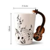 Creative Music Violin Style Guitar Ceramic Mug Coffee Tea Milk Stave Cups with Handle Coffee Mug Novelty Gifts - GiFTiFY