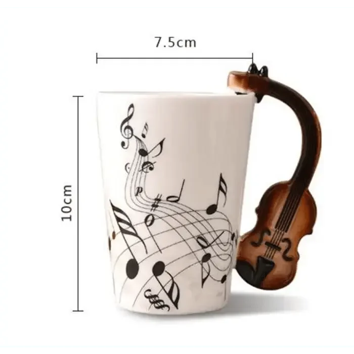 Creative Music Violin Style Guitar Ceramic Mug Coffee Tea Milk Stave Cups with Handle Coffee Mug Novelty Gifts - GiFTiFY