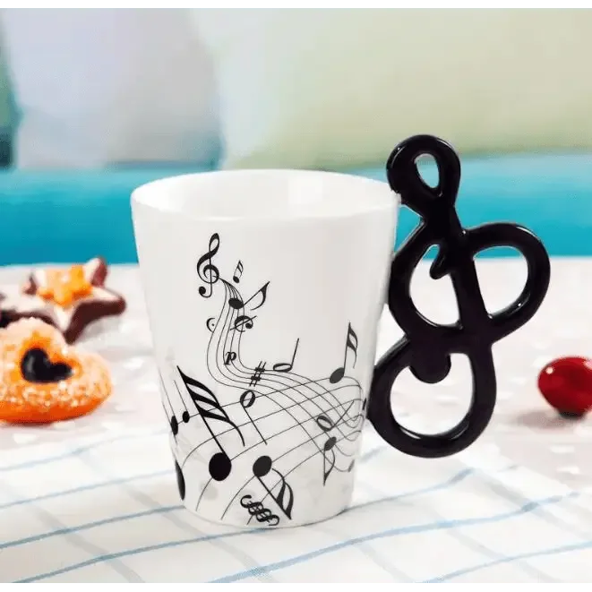 Creative Music Violin Style Guitar Ceramic Mug Coffee Tea Milk Stave Cups with Handle Coffee Mug Novelty Gifts - GiFTiFY