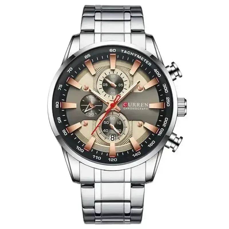 Curren Silver Blue Quartz Mens Watch - GiFTiFY