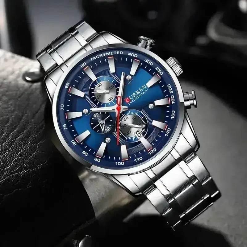 Curren Silver Blue Quartz Mens Watch men's Watches by VANA Trade