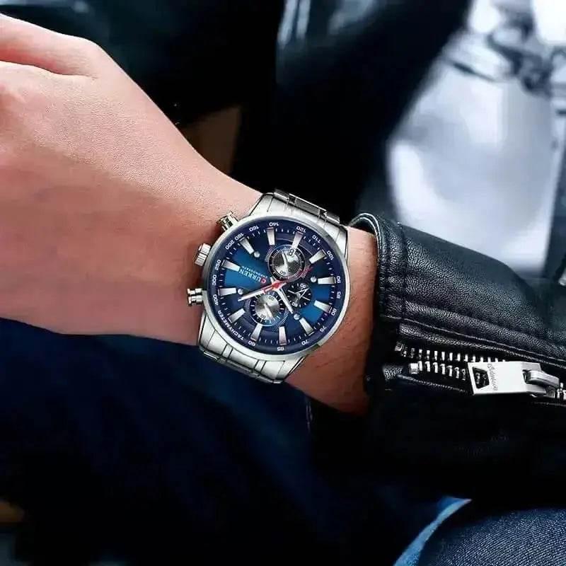 Curren Silver Blue Quartz Mens Watch men's Watches by VANA Trade