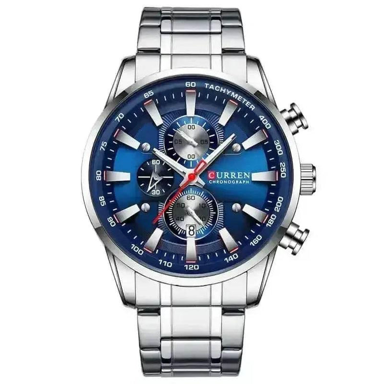 Curren Silver Blue Quartz Mens Watch - GiFTiFY