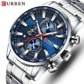 Curren Silver Blue Quartz Mens Watch - GiFTiFY