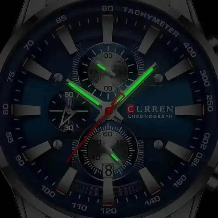 Curren Silver Blue Quartz Mens Watch - GiFTiFY