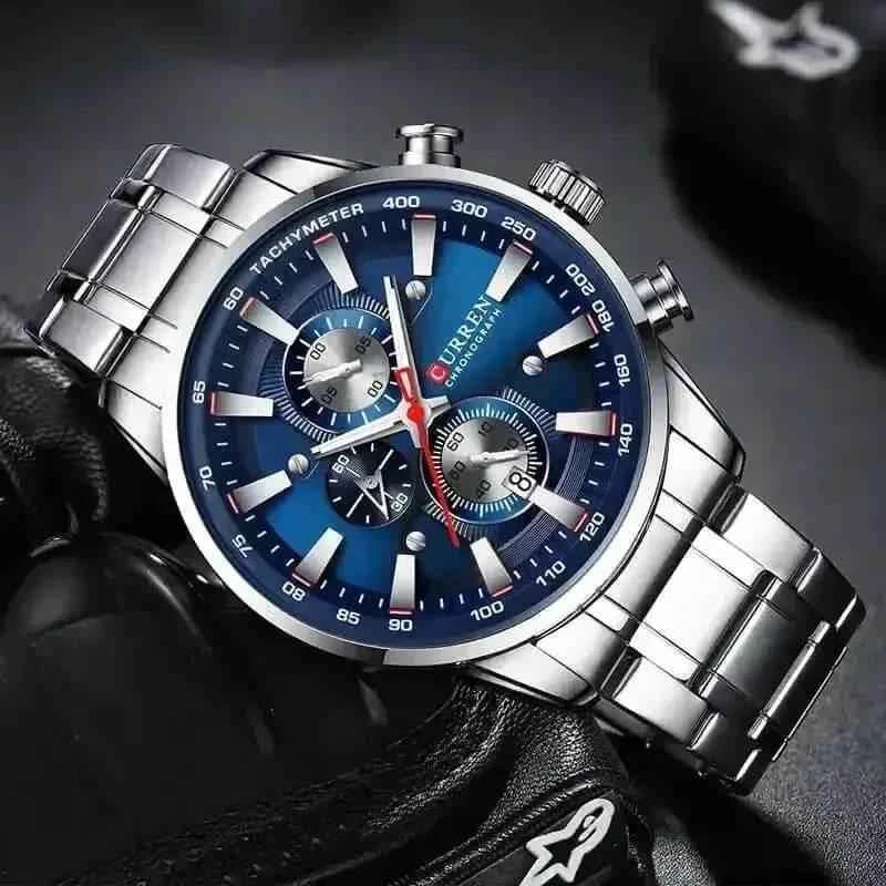 Curren Silver Blue Quartz Mens Watch men's Watches by VANA Trade