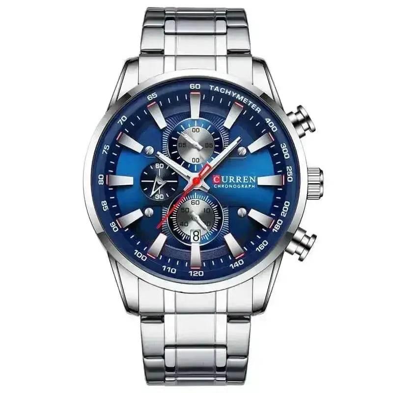 Curren Silver Blue Quartz Mens Watch - GiFTiFY