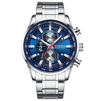 Curren Silver Blue Quartz Mens Watch