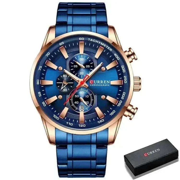 Curren Silver Blue Quartz Mens Watch - GiFTiFY