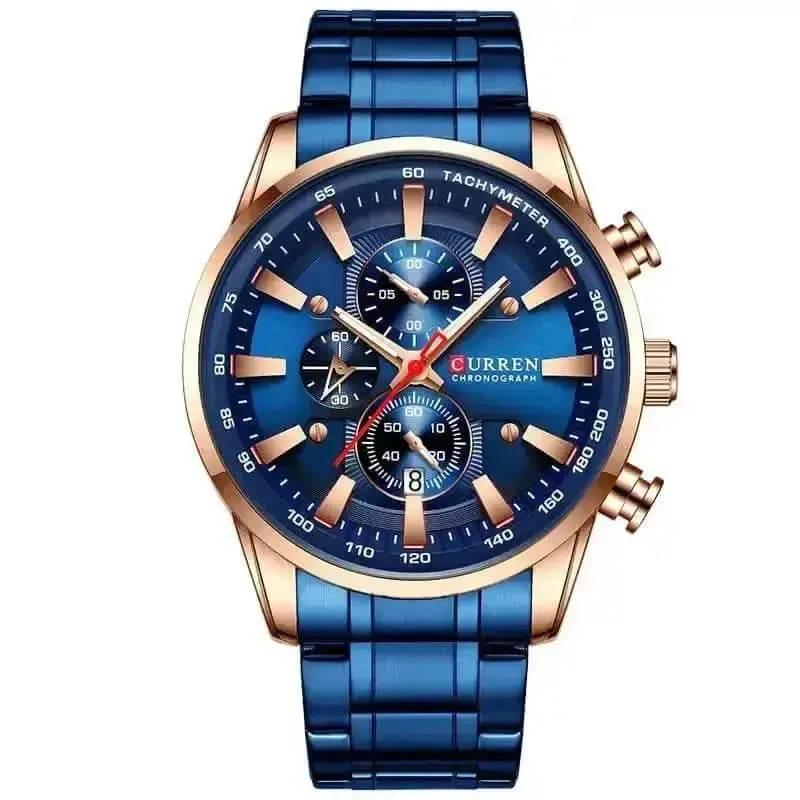 Curren Silver Blue Quartz Mens Watch - GiFTiFY