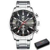 Curren Silver Blue Quartz Mens Watch - GiFTiFY