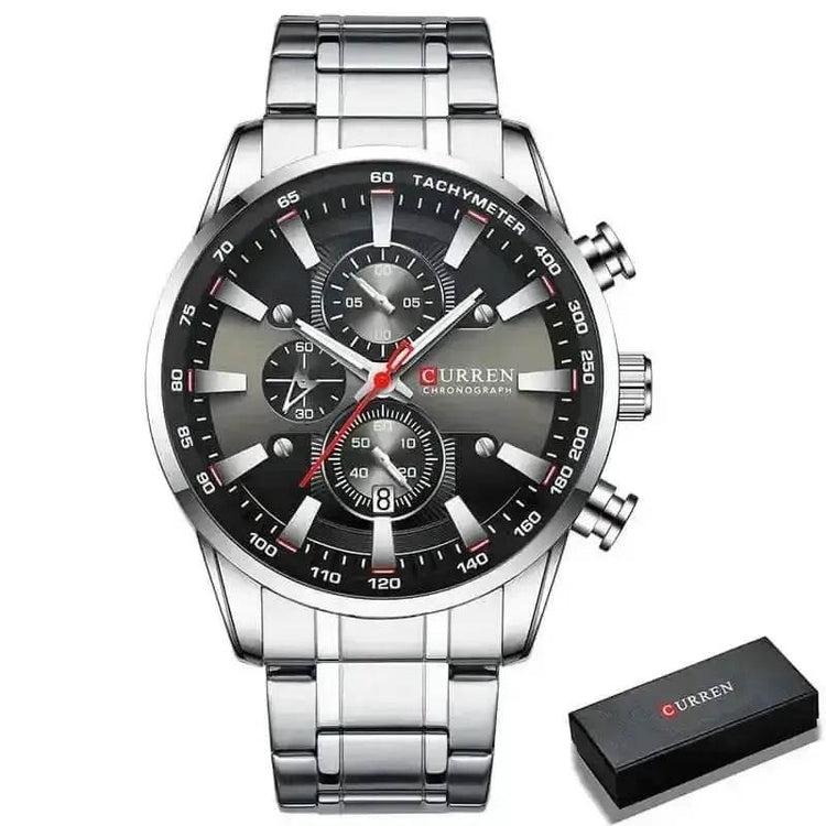 Curren Silver Blue Quartz Mens Watch - GiFTiFY