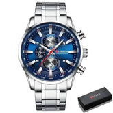 Curren Silver Blue Quartz Mens Watch - GiFTiFY