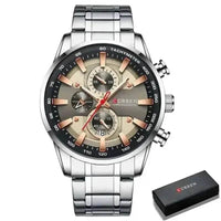 Curren Silver Blue Quartz Mens Watch