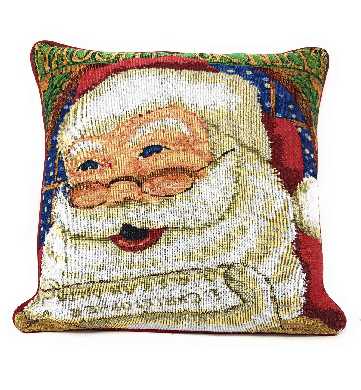 DaDa Bedding Naughty or Nice Santa Claus Christmas Woven Tapestry Throw Pillow Cover - 16" x 16" Throw Pillow Covers by DaDalogy Bedding Collection