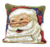 DaDa Bedding Naughty or Nice Santa Claus Christmas Woven Tapestry Throw Pillow Cover - 16" x 16"