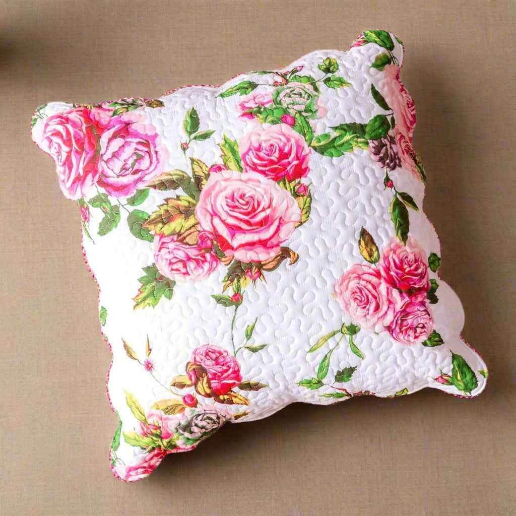 DaDa Bedding Romantic Roses Spring Floral Pink Euro Pillow Sham Cover, 26" x 26" (JHW879) Cushion Cover by DaDalogy Bedding Collection