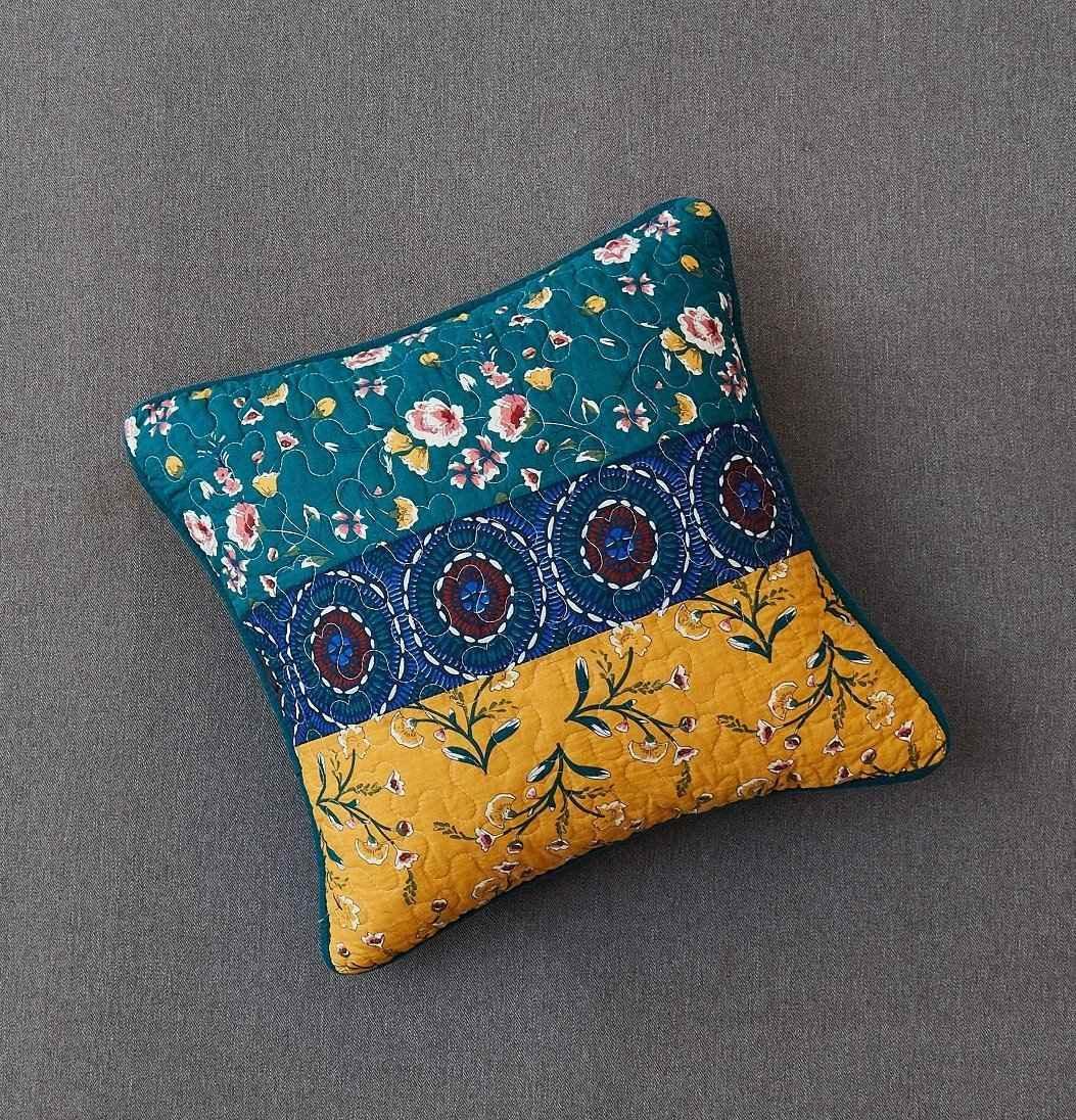 DaDa Bedding Set of 2 Bohemian Patchwork WildFlowers Floral Gardenia Throw Pillow Covers, 18" x 18" (JHW886) Cushion Cover by DaDalogy Bedding Collection