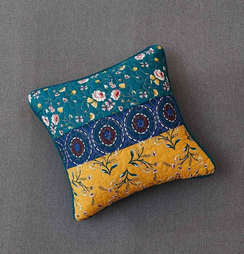 DaDa Bedding Set of 2 Bohemian Patchwork WildFlowers Floral Gardenia Throw Pillow Covers, 18" x 18" (JHW886) Cushion Cover by DaDalogy Bedding Collection