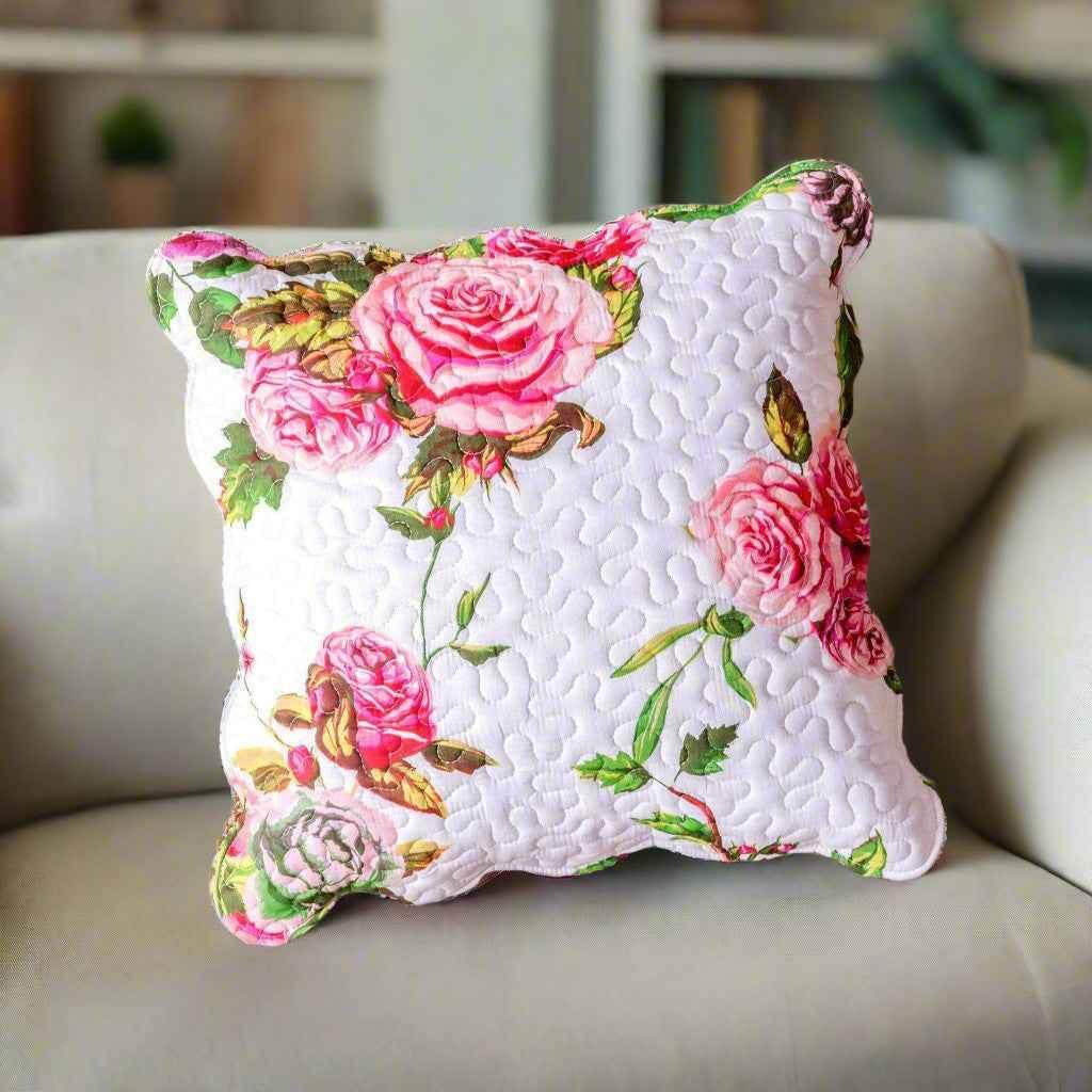 DaDa Bedding Set of 2 Romantic Roses Spring Floral Pink Throw Pillow Covers, 18" (JHW879) Cushion Cover by DaDalogy Bedding Collection